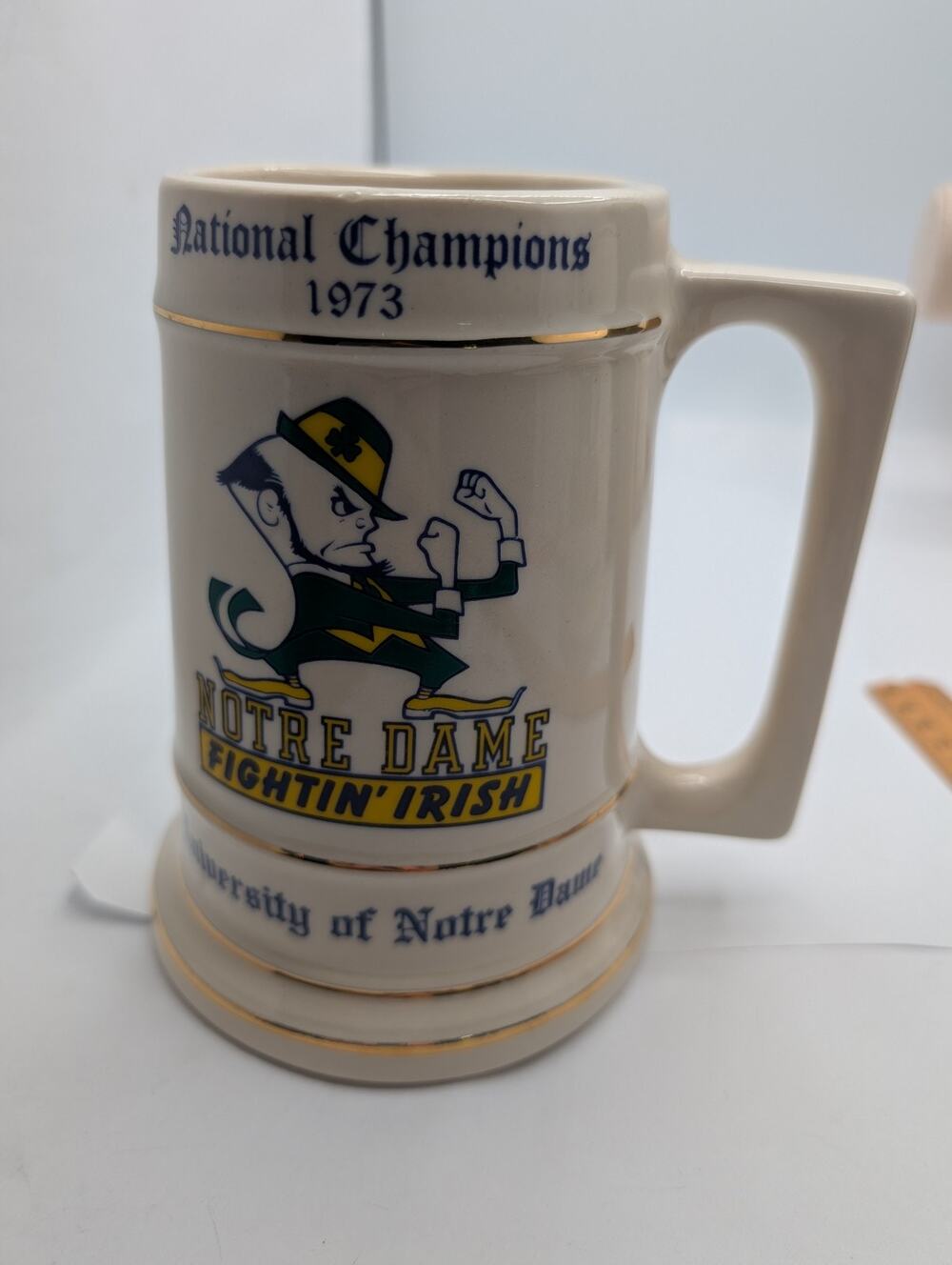 Vintage 1973 Notre Dame Fighting Irish National Champions Football Stein Mug